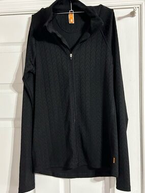 Lucy Black Textured Full Zip Athletic Jacket XS